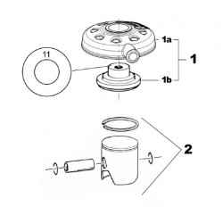PISTON VERTEX LOAD 7° COMPLETE WITH SEGMENT 1 mm 1R - TM RACING N.2 IN THE ILLUSTRATION